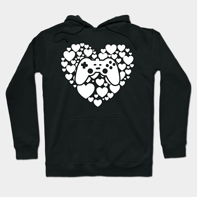 Video Gamer Heart Controller Valentine's Day Hoodie by Tesszero